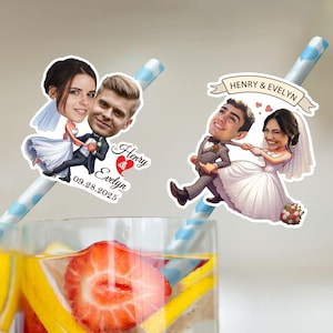 Bulk Wedding Face Straws/Custom Funny Wedding Straws/Bride and Groom Face Straws/Personalized Drink Straw for Wedding/Engagement Party Decor