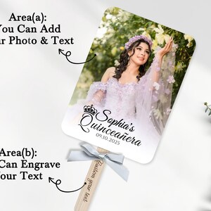 Custom Photo Fans for Quinceañera Party/XV Mis Quince Años Fans/Bulk Mis Quince Fan Favors/Double-Sided Print Fan/Sweet 16 Gifts for Friends image 2