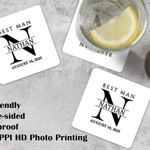 Bulk Personalized Best Man Coasters, Custom Name Drink Mat for Groomsman, Wedding Party Decor, Bachelor Party Beer Mat Gift, Engagement Gift