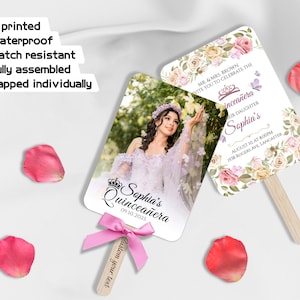 Custom Photo Fans for Quinceañera Party/XV Mis Quince Años Fans/Bulk Mis Quince Fan Favors/Double-Sided Print Fan/Sweet 16 Gifts for Friends image 7