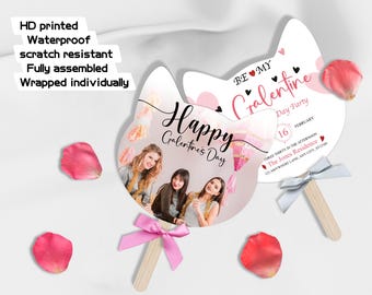 Custom Printed Photo Fans, Galentine's Gifts for Girl Night Party, Happy Galentine's Day Photo Fan, Double-Sided Printed, Best Friends Gifts