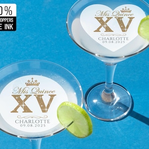 Custom Quinceañera Drink Toppers, Personalized Edible Cocktail Topper for Quinceanera Party, Mis Quince Cupcake Toppers, Quince Party Decor