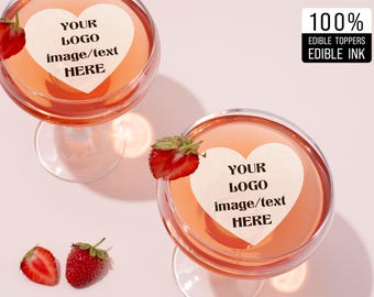 Essbare Cocktail Toppers mit Logo/Bild/Text/Herz Foto Drink Toppers/Custom Cupcake Toppers für Business/Hochzeit/Geburtstagsparty Dekoration