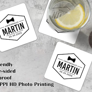 Bulk Groomsman Coasters Favors/Groomsmen Proposal Coaster/Custom Cocktail Coasters for Party Decor/Wedding Drink Mats/Bachelor Party Gift