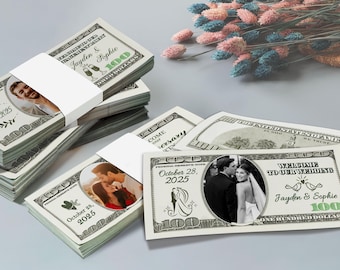 Custom 100 Dollar Bill Wedding, Wedding Party Game Favors, Personalized Money for Wedding or any Event, Play Prop Money, Couples Lovers Gift