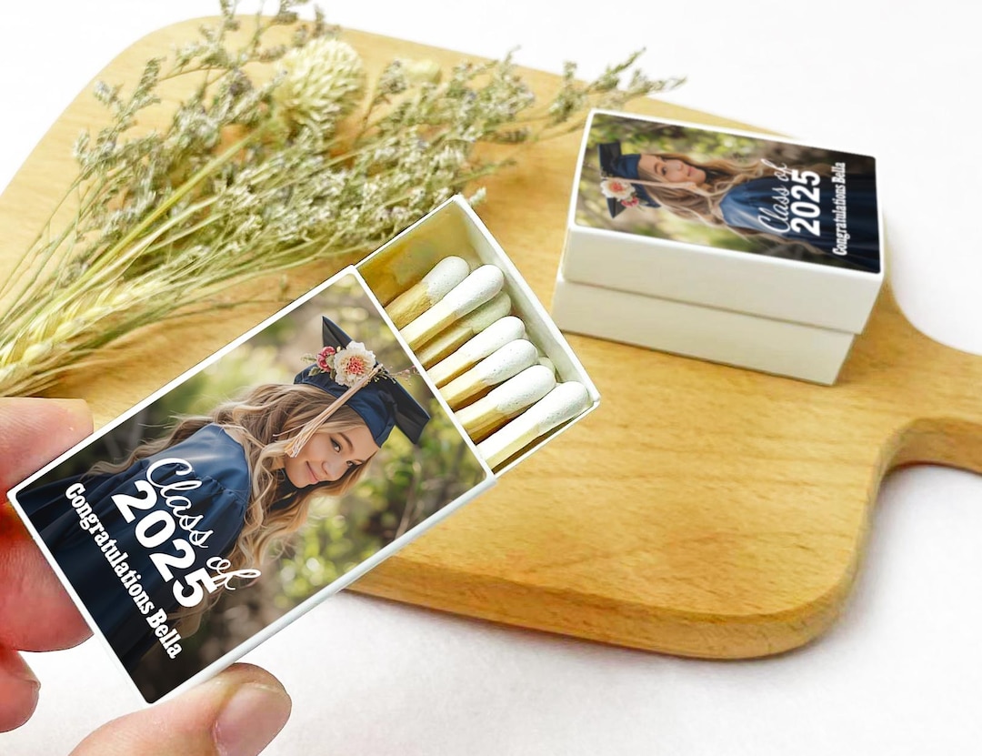 Match Boxe Gradins Custom Graduation Matchboxes With Photo / Class of 2025 Grad Party ...