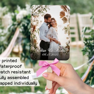 Custom Wedding Hand Fan/Double-Sided Printed Wedding Program Fan with Photo/Personalized Fans for Guests/Wedding Ceremony Fans/Wedding Gifts