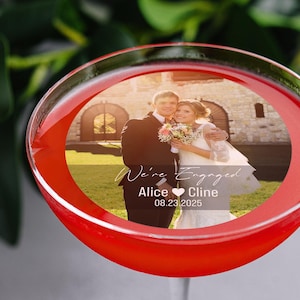 Edible Photo Wedding Drink Topper/Personalized Wedding Cocktail Topper/Engagement Cake Topper/Birthday Drink Topper/Anniversary Party Decor