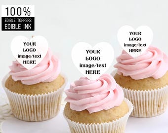 Benutzerdefinierte Herz Cupcake Topper mit Logo/Bild/Text/Foto essbare Cocktail Topper/Getränke Topper für Party/Hochzeit/Hen/Geburtstag/Baby Shower Decor