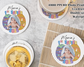 Custom Easter Coasters, Easter Coffee Coasters Table Decor, Easter Eggs Design Drink Mats, Spring Party Easter Decor, Baby Shower for Kids