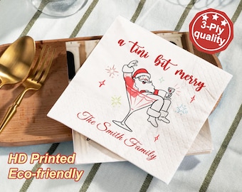 A Tini Bit Merry Christma-servetten/kerstcocktailservetten/gepersonaliseerde servetten voor kerstfeest/winterfeestdinerservetten/kerstdecoratie