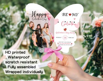 Custom Printed Photo Fans/Galentines Gifts for Girl Night Party/Friends Valentines Day/Gift Best Friends/Happy Galentines Day Hand Fans