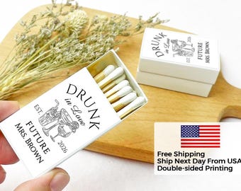 Bachelorette Matchboxes, Drunk in Love, Bulk Hen Party Matches Favors, Custom Bachelorette Match Boxes, Personalized Wedding Bridesmaid Gift
