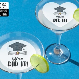 Custom Edible Graduation Cocktail Topper/You Did It/Congrats Grad Drink Toppers/Graduation Cocktail Garnishes/Class of 2025 Grad Party Decor