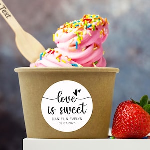Wedding Ice Cream Cup/Custom Ice Cream Cup with Spoon for Engagement Party/Love is Sweet/Wedding Reception Snack Cups/Wedding Party Supplies