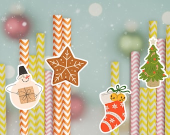 Christmas Paper Straws, Holiday Party Straws, Reindeer Straws, Bulk Custom Christmas Funny Straws, Personalized Straws for  Xmas Party Decor