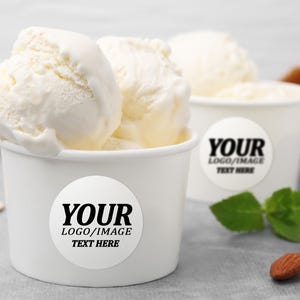 Custom Logo Ice Cream Cup Set/Snack Treat Cup/Ice Cream Cups with Wood Spoon/Personalized Paper Ice Cream Cup for Birthday/Baby Shower Party