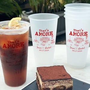 Wedding Frosted Cup for Guests, That's Amore, Engagement Party Cups, Bulk Wedding Party Gifts, Bridal Shower Party Shatterproof Plastic Cup
