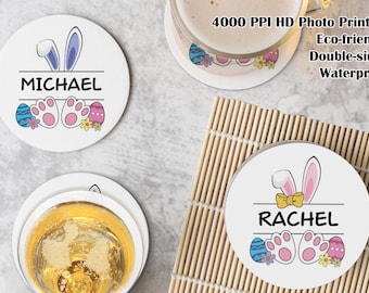 Easter Holiday Drink Coaster Set, Happy Easter Bunny Coaster, Spring Decor, Easter Drink Mats for Boys and Girls, Easter Holiday Party Decor