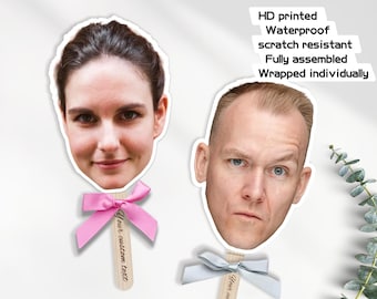 Cara personalizada en un palito para despedida de soltera/Cabeza grande en un palito/Recorte de cara divertida/Recorte de novio de despedida de soltera/Abanico personalizado para decoración de despedida de soltera
