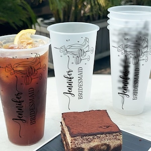 Custom Bridesmaids Plastic Cups | Bachelorette Cup | Bridesmaids Party Decorations |Bridesmaid Gift Ideas | Summer Bridal Shower Party Cups