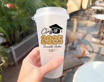 Personalized Graduation Party Cups, Class of 2025 Decorations, Grad Party Favors, Custom Drinkware Plastic Cups for Graduation Celebrations