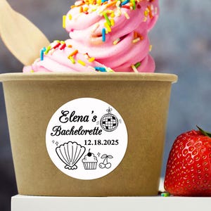 Personalized Ice Cream Cup for Bachelorette, Bulk Custom Disposable Paper Cup Set, Snack Cup with Wooden Spoon, Bachelorette Party Tableware