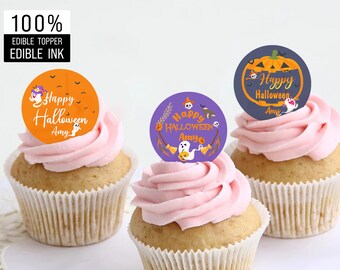 Custom Halloween Cake Toppers/Halloween Party Favors/Custom Cocktail Garnish for Halloween/Edible Cupcake Topper/Spooky Party Decorations