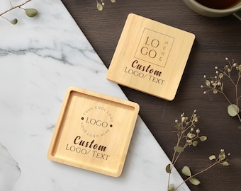 Houten onderzetters met logo in bulk/onderzetters voor bedankjes/gepersonaliseerde onderzetters voor verjaardag/bruiloft/evenement/bedrijfscadeaus voor klanten