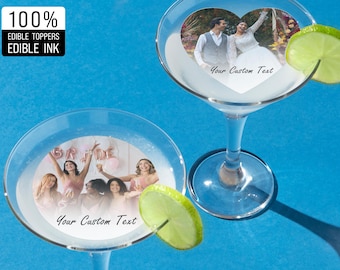Bulk Custom Photo Drink Toppers, Wedding Cocktail Topper, Edible Image Cake Topper, Birthday Cupcake Topper, Cocktail Garnishes, Party Decor