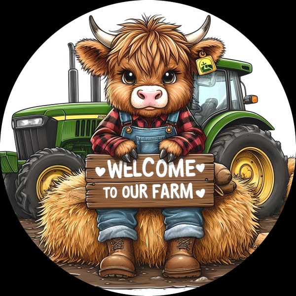 Everyday wreath sign, Welcome to Our Farm wreath sign, Highland cow wreath sign, Tractor wreath sign, wreath sign, round wreath sign