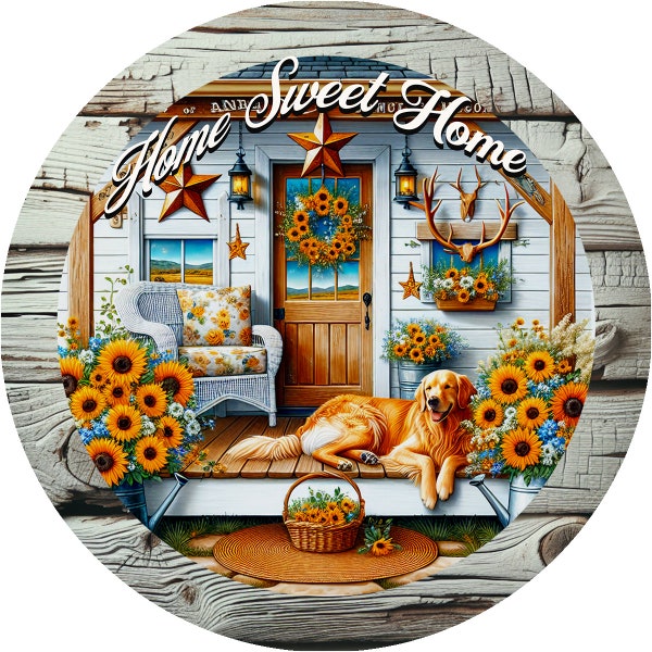 Summer wreath sign, Home Sweet Home wreath sign, Dog wreath sign, sunflower wreath sign, farm wreath sign, metal wreath sign