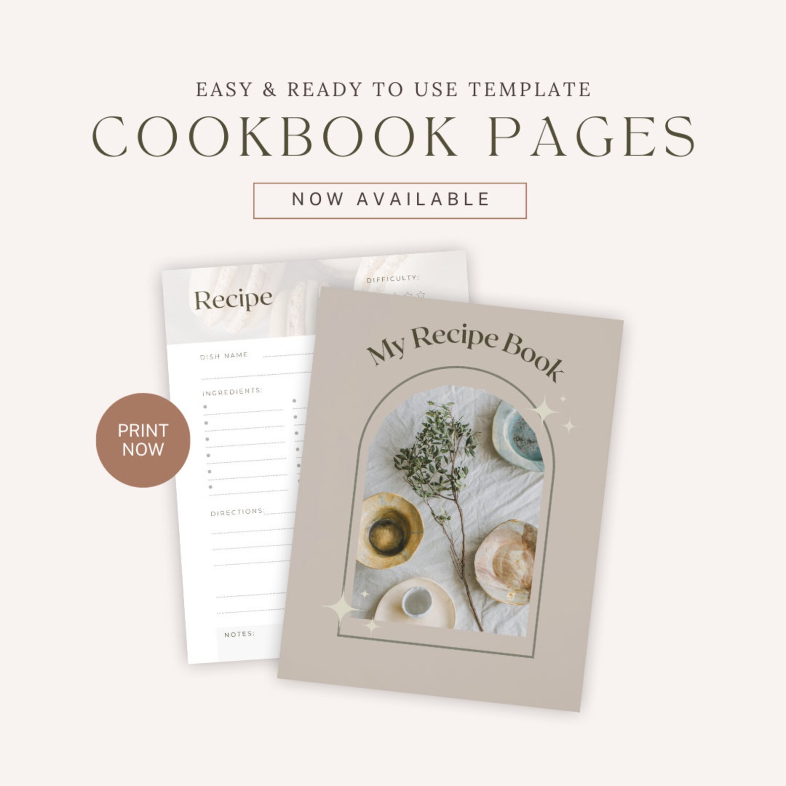 Printable Digital Recipe Book Template Aesthetic - Etsy