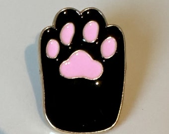 Cartoon Kitty Paw Enamel Pin | Black Cat Paw Brooch