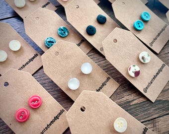 Vintage Button Earrings - 3/8” / 10mm