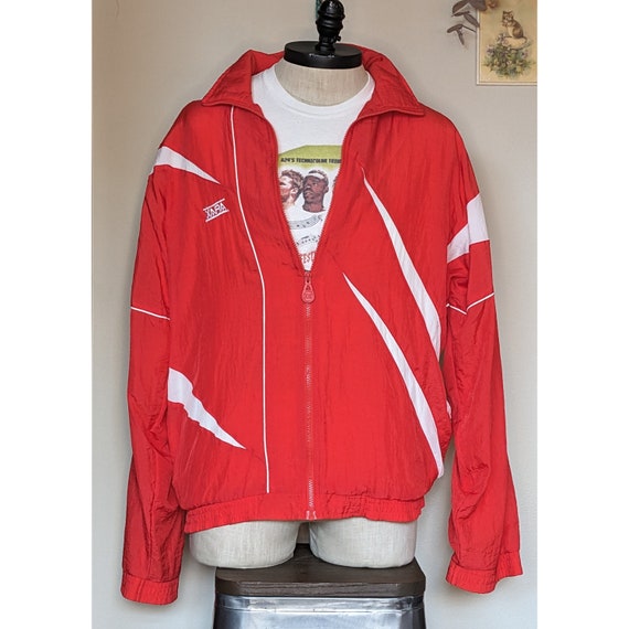 Red & White 1980s Xara Windbreaker - image 1