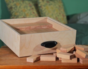 KREBA Holzbauklötze mit Holzkiste, Holzspielzeug für Kinder