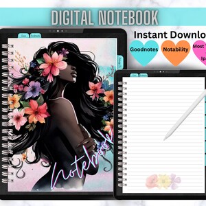 Black Girl Digital Notebook Journalist Notebook Blank Student Notebook For Writers Digital Notebook For Women Lined Notebook For Notes
