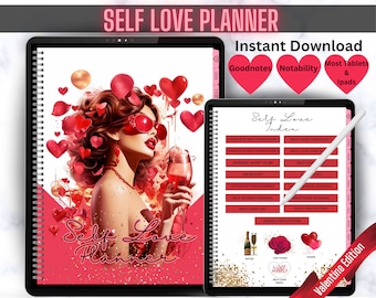 Self Love Planner Valentines Day Planner That Girl Digital Planner 2024 Digital Planner Goodnotes Planner Undated Planner Valentines Planner