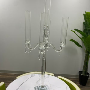 40” Tall 5 Arms Crystal Candle Holder