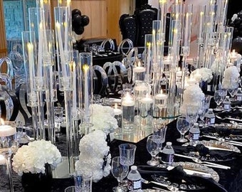 36 Inches Tall 8 Arms | 48 inches Tall 10 Arms | Crystal Glass Candle Holders, Wedding Centerpieces