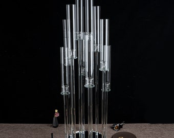 36 Inches Tall 8 Arms | 48 inches Tall 10 Arms | Crystal Glass Candle Holders, Wedding Centerpieces