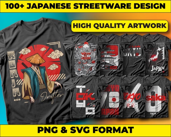 Japanese Streetwear T-shirt Designs: Urban Graphics Bundle