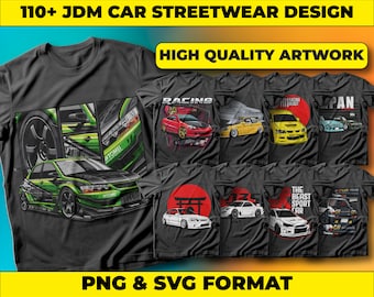 JDM Car Streetwear Designs: T-Shirt Graphics Bundle (PNG, SVG)