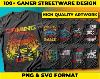 Gamer Streetwear T-Shirt Designs: 100+ Urban Graphics (PNG, SVG)