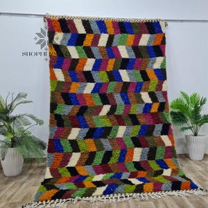 Handmade Azillal Moroccan Rug - Cozy Wool Shag Carpet - Rustic Brown Shaggy Rug - Handmade Moroccan for Hallways.