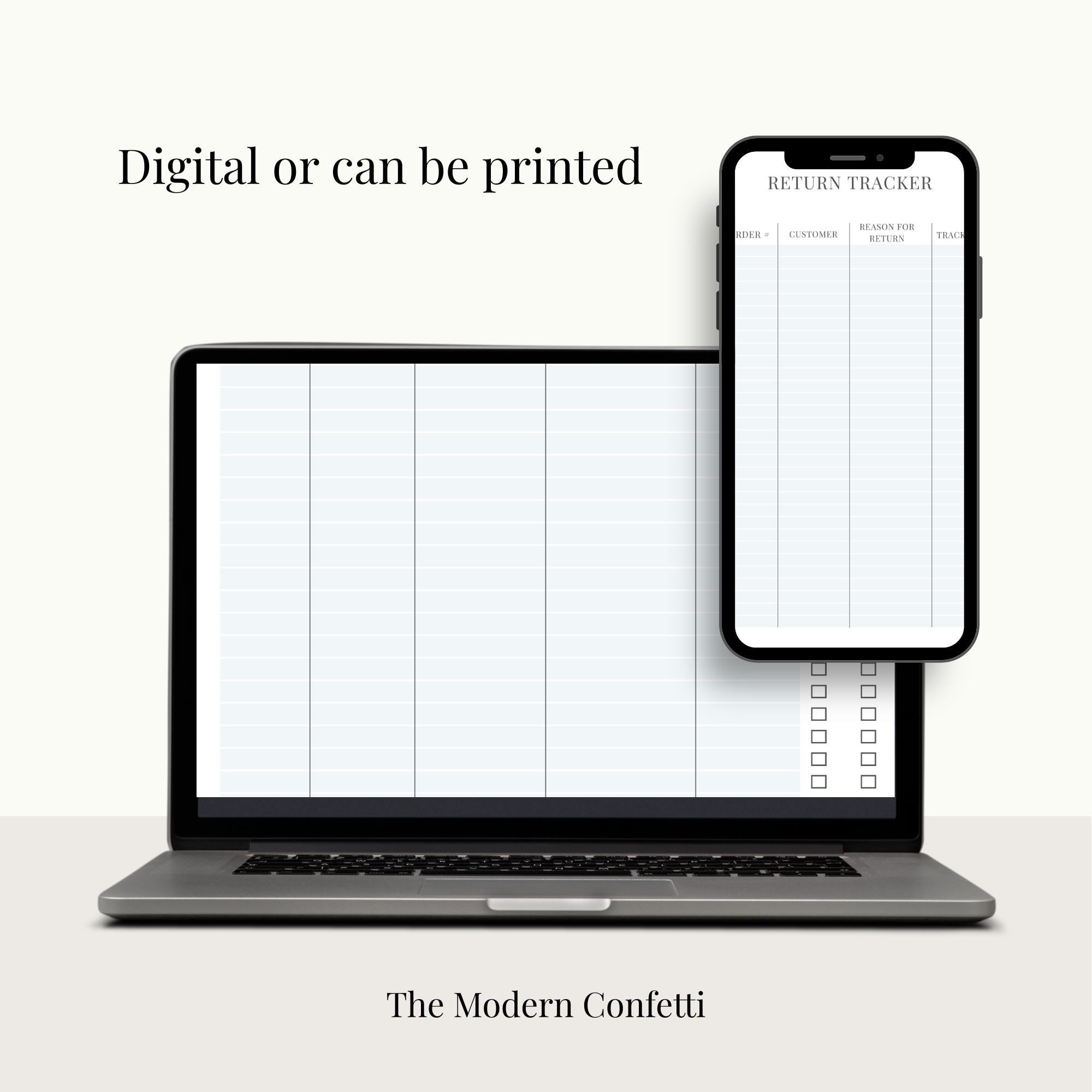 Return Tracker Template | Minimalist Refund Log, Canva Editable ...