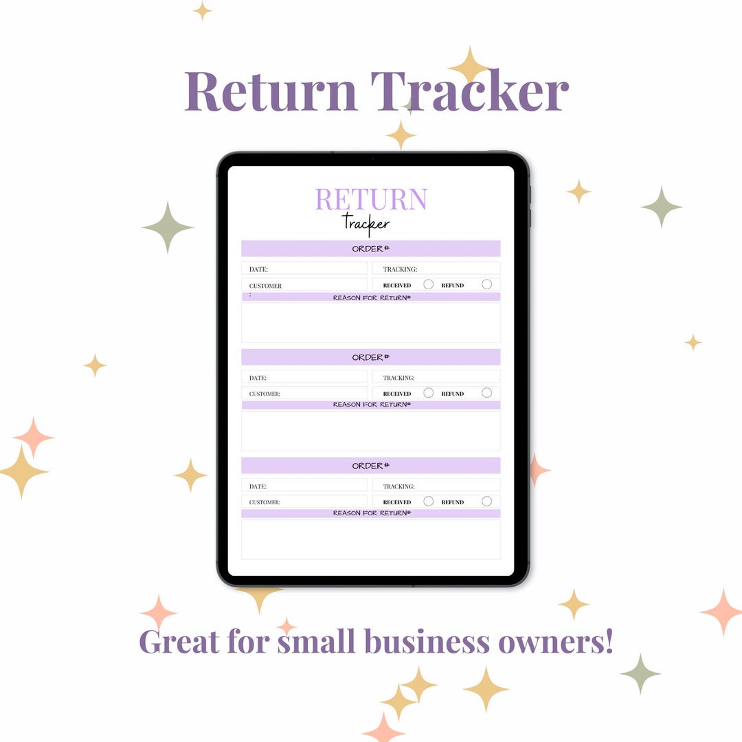 Return Tracker Log Printable | Return Organizer | Refund Tracking Sheet ...