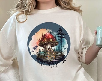Cottagecore Mushroom Graphic T-Shirt, Botanical Forest Tee