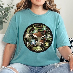 Frog and Mushroom T-Shirt, Cottagecore Shirt, Goblincore Shirt, Forestcore Shirt, Fairycore Shirt, Cottagecore Frog, Magic Mushroom Shirt